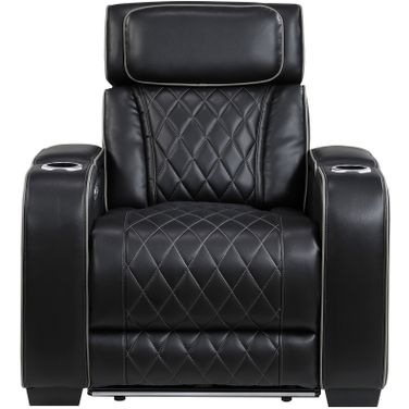 Fairway Power Reclining Chair with Power Headrest and Cup holders In Black
