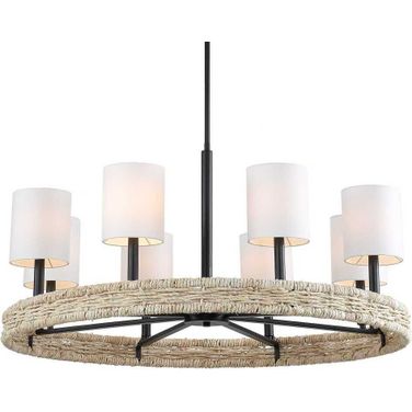 Faiyam 8 Light Rattan Chandelier In Bronze