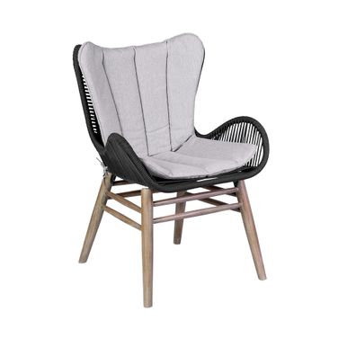 Fanny Outdoor Patio Dining Chair In Light Eucalyptus and Charcoal