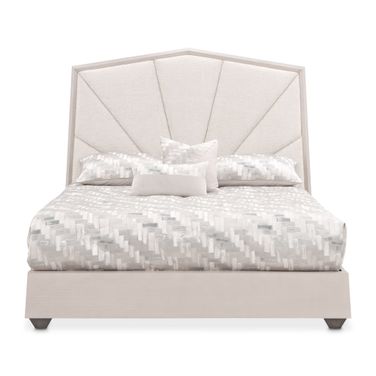 Fantosini King Tufted Panel Bed In Silver Mist and Cappuccino
