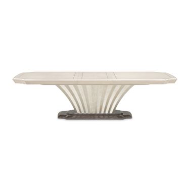 Fantosini Pedestal Dining Table In Silver Mist