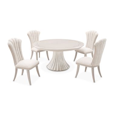 Fantosini Round Dining Room Set In Silver Mist