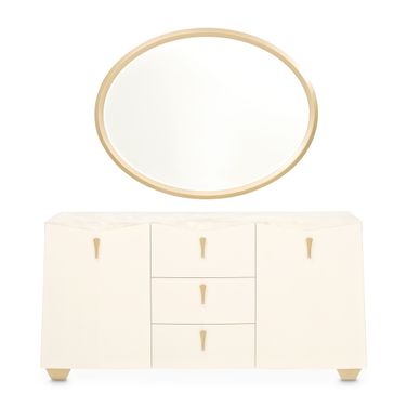 Fantosini Sideboard with Wall Mirror In Creamy Pearl