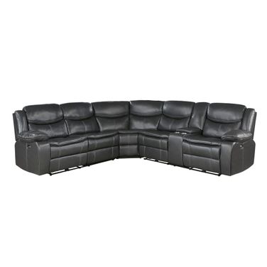 Fargo 3-Piece Power Reclining Sectional with Right Console In Dark Gray
