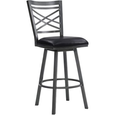 Fargo 30 Inch Counter Height Metal Barstool In Mineral Finish with Black Faux Leather