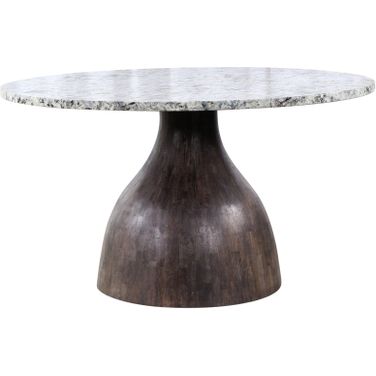 Fargo 54 Inch Dining Table In Alaska White Marble with Blackwash Base