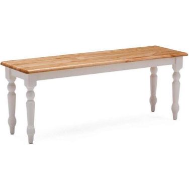 Farmhouse Dining Bench In White And Natural