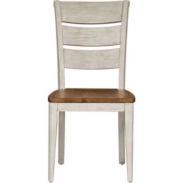 Farmhouse Reimagined Antique White Ladder Back Side Chair Set of 2