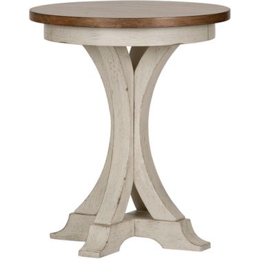 Farmhouse Reimagined Antique White Round Chair Side Table