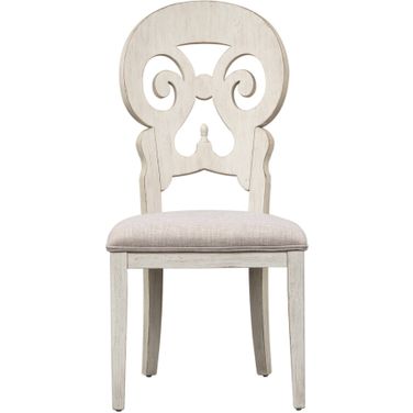 Farmhouse Reimagined Antique White Splat Back Side Chair Set of 2