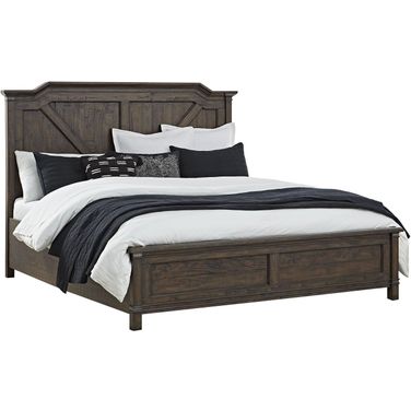 Farmwood Queen Panel Bed with Footboard In Whiskey Barrell