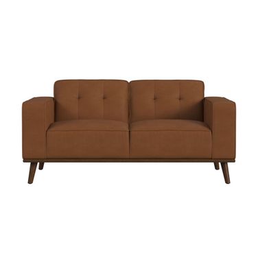 Fate Loveseat with Wood Front In Tan and Cherry