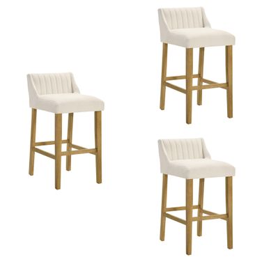 Fauna Bar Height Bar Stool Set of 3 In Amber Glow and White