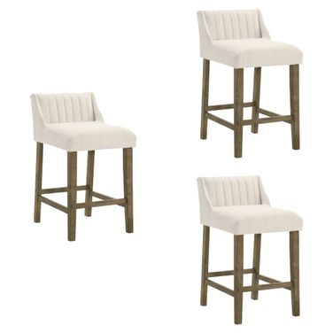 Fauna Counter Height Bar Stool Set of 3 In Putty Brown and White