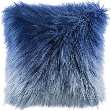 Faux Flokati Pillow In Blue