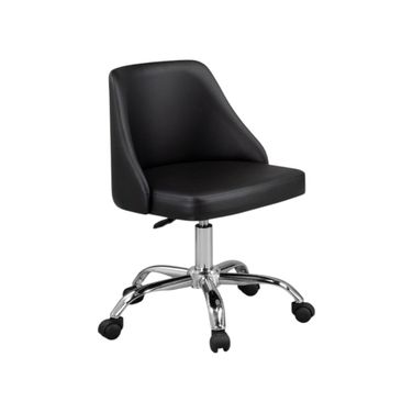 Faux Leather Adjustable Height Swivel Rolling Office Chair In Silver and Black