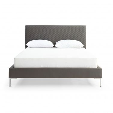 Faux Leather Queen Bed Frame In Dark Gray