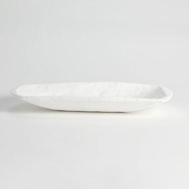 Faux Timber Rectangular Bowl In Matte White