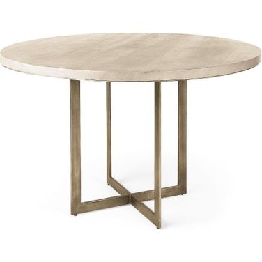 Faye Barely Gray Finished Wood Round Dining Table