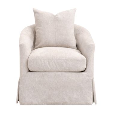 Stitch and Hand Faye Slipcover Swivel Club Chair In Ivory