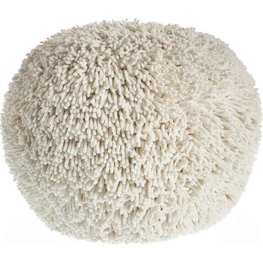 Fayvo Solid Hand-Tufted All-Natural Cotton Ottoman Pouf In Cream