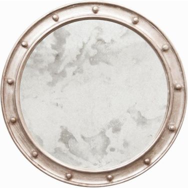 Federal Champagne Silver Leaf Round Antique Mirror
