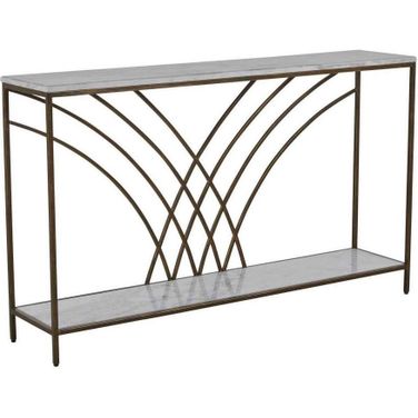 Felding Console Table In Volakas Marble and Brushed Copper