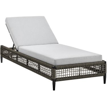 Felicia Outdoor Patio Adjustable Chaise Lounge Chair In Aluminum with Gray Rope and Cushions