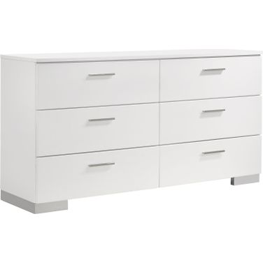 Felicity 6-drawer Dresser Glossy White