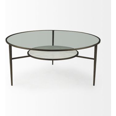 Felicity Marble Top with Iron Frame Coffee Table In Gold