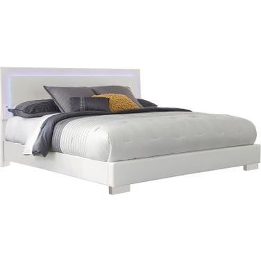 Felicity Queen Panel Bed with LED Lighting Glossy White