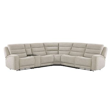 Felix 6 Piece Zero Gravity Power Reclining Sectional with Beverage Cooler Console In Mari Fawn