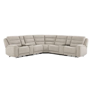 Felix 7 Piece Zero Gravity Power Reclining Sectional with Beverage Cooler Console In Mari Fawn