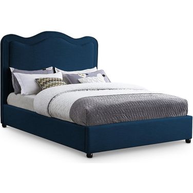 Felix Linen Textured Fabric Full Bed In Navy