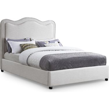 Felix Linen Textured Fabric King Bed In Cream