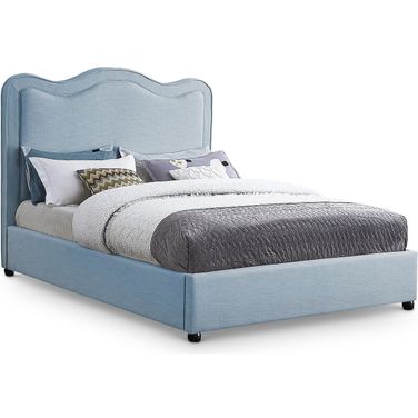 Felix Linen Textured Fabric Queen Bed In Sky Blue