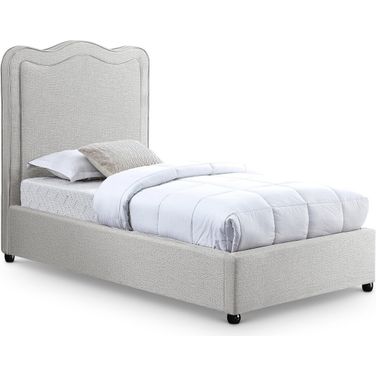 Felix Linen Textured Fabric Twin Bed In Cream