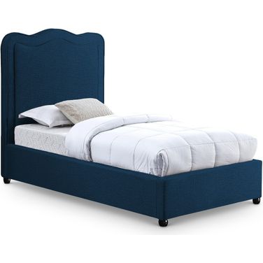 Felix Linen Textured Fabric Twin Bed In Navy