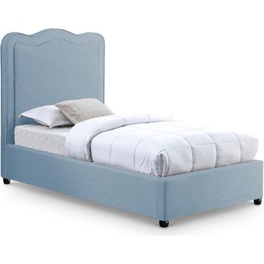 Felix Linen Textured Fabric Twin Bed In Sky Blue