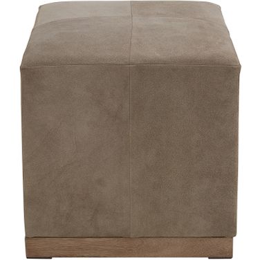 Felix Top Grain Smoke Suede Leather Small 19 Inch Cube Ottoman In Brown