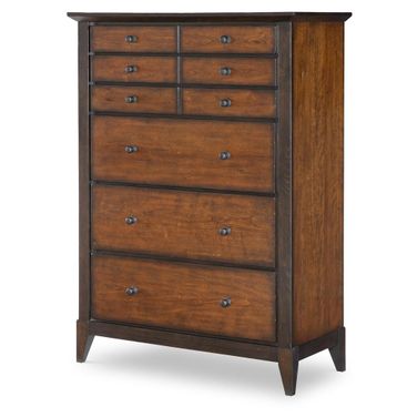 Fenmore Drawer Chest In Mocha and Distressed Cherry