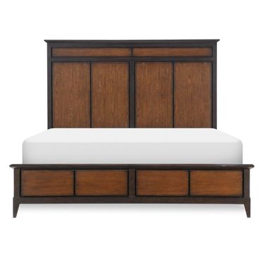 Fenmore Complete Queen Panel Bed In Mocha and Distressed Cherry