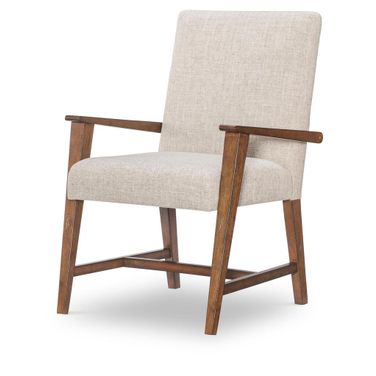 Fenmore Uph Arm Chair Set of 2 In Mocha and Distressed Cherry