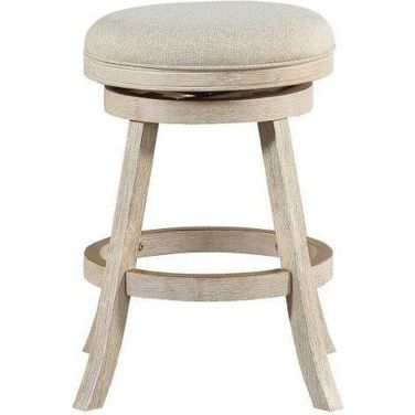 Fenton 24 Inch Swivel Backless Counter Stool In Ivory Wire-Brush