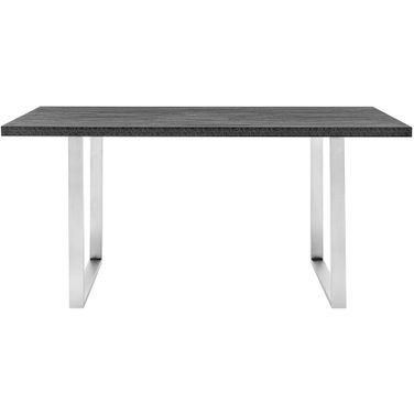 Fenton Dining Table with Charcoal Top and Brushed Stainless Steel Base