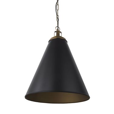 Fenton Pendant Light In Black with Antique Gold Accents