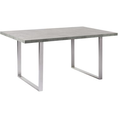 Fenton Dining Table with Cement Gray Laminate Top and Brushed Stainless Steel Base