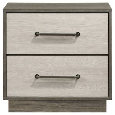 Fenwick 2-Drawer Nightstand Bedside Table In Grey Oak and Almond