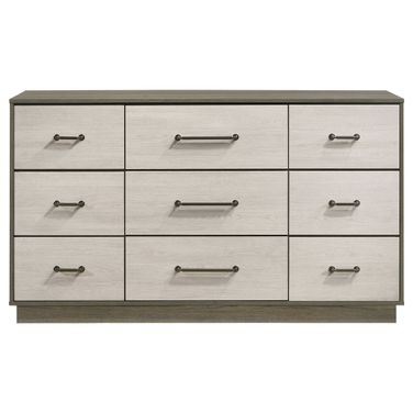 Fenwick 9-Drawer Dresser In Grey Oak and Almond
