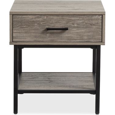 Fenwick Rectangular End Table In Whitetail Brown and Smoke Glass